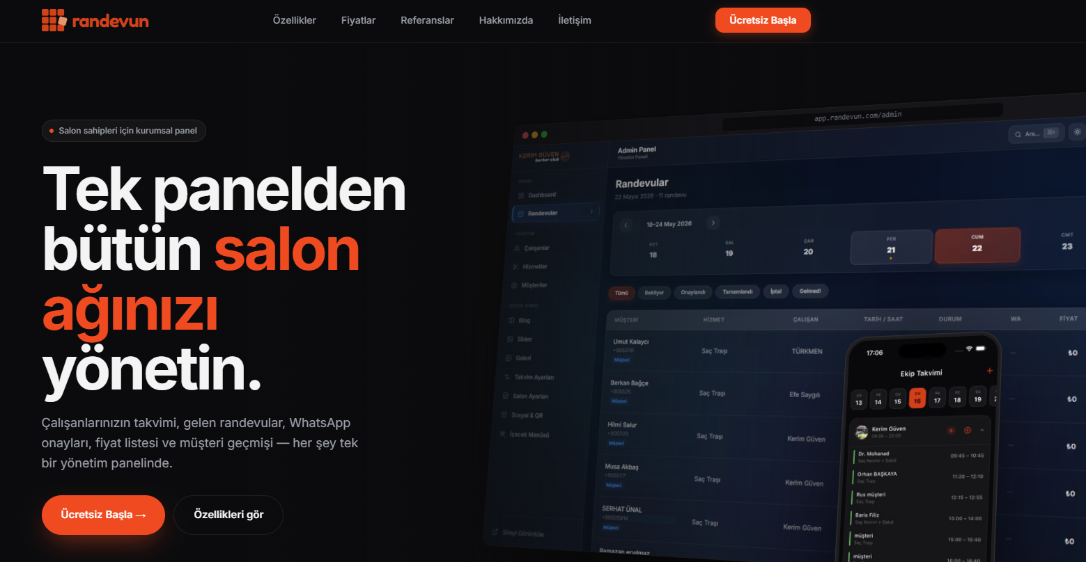 randevun.tr — Barber & Hairdresser Appointment System