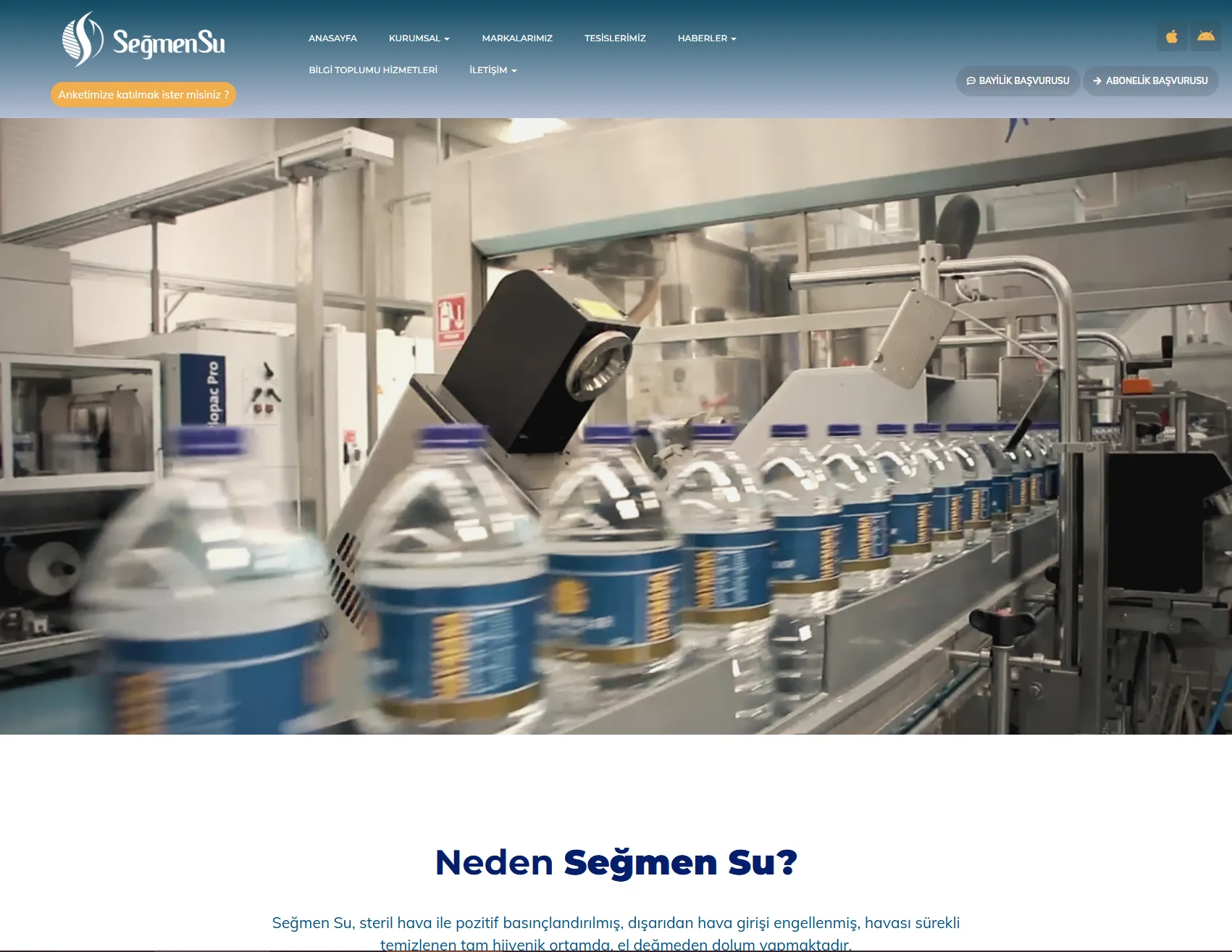Seğmenler water order screen