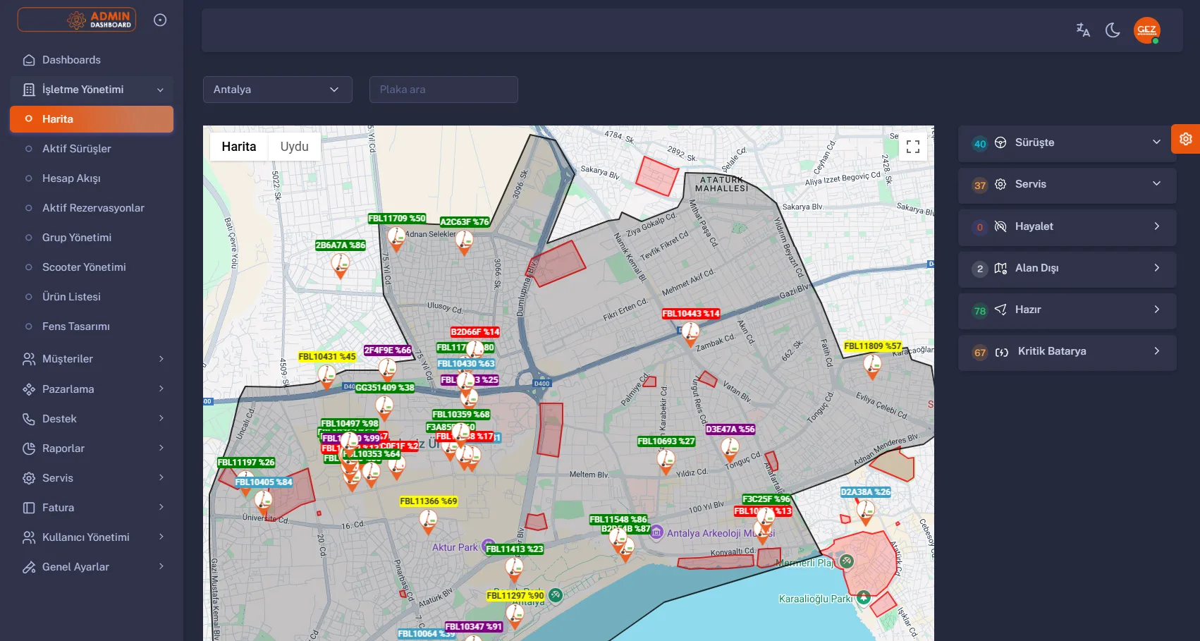 Shario vehicle sharing screen