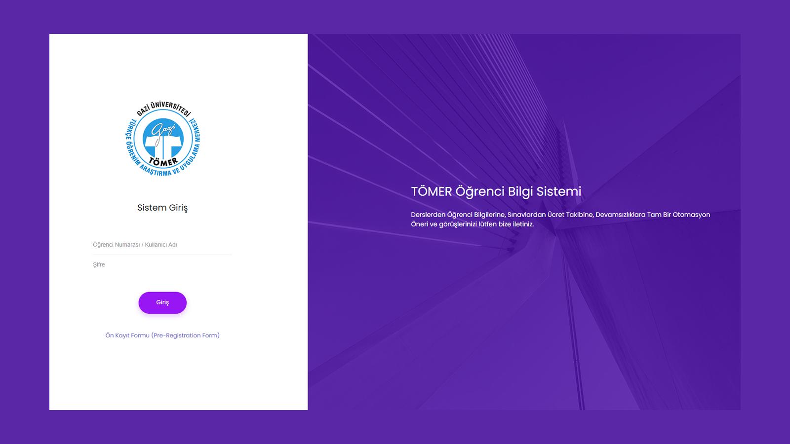 Gazi TÖMER — Student Information System